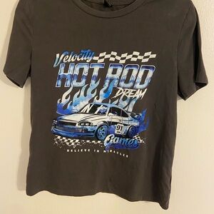 SHEIN Black and Blue Short Sleeve Tee with Car Graphic